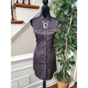 Violets & Roses Women Black Polyester Collared Sleeveless Knee Length Dress 4/27